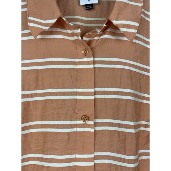 CAbi Camp Shirt 6511 Peach Striped Button Up Short Sleeve Collared Size M - Picture 7 of 8